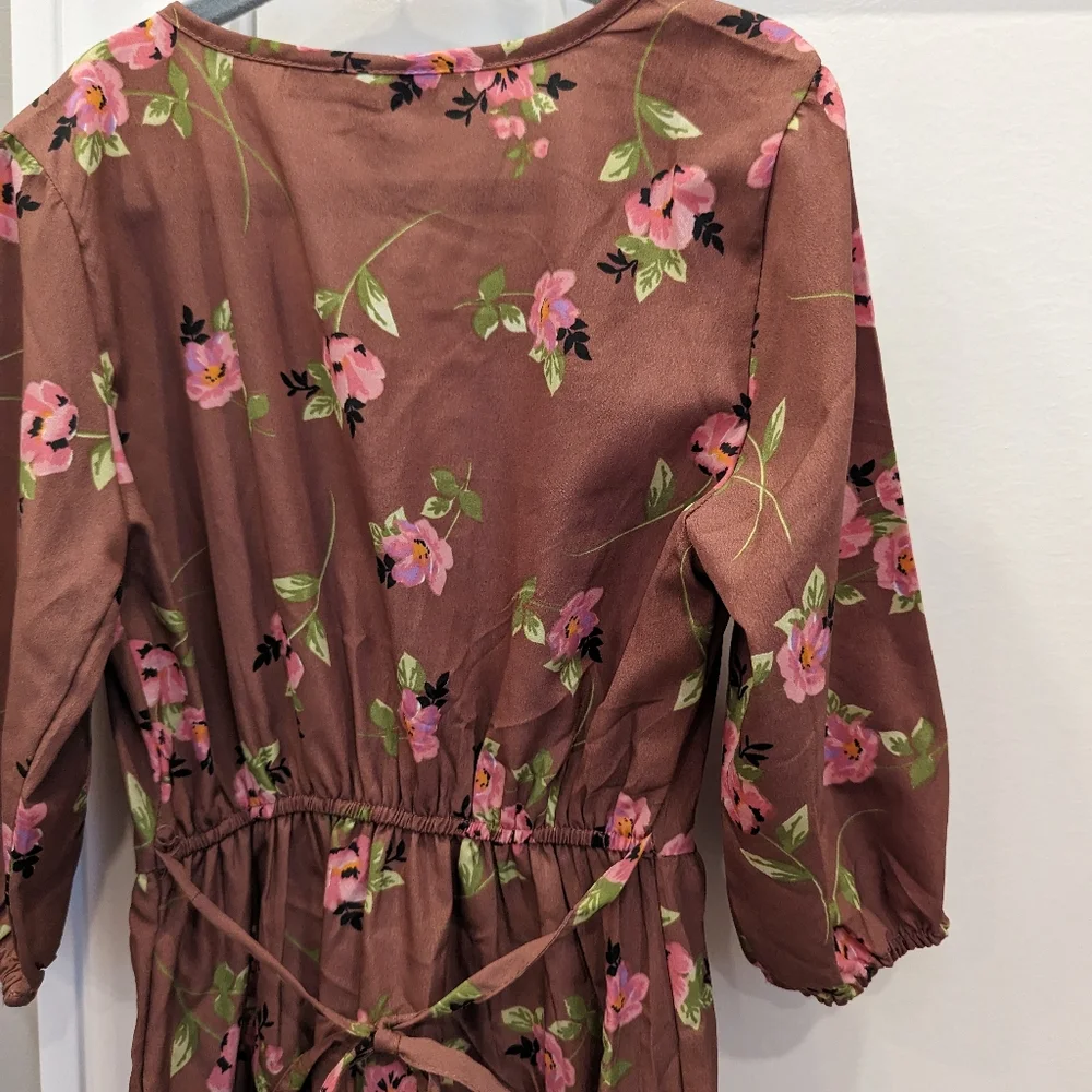 SPEED LIMIT M.P.H girls rose floral gold button v-neck dress size 10